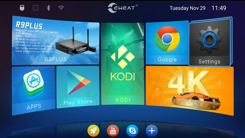 EWEAT R9Plus 2GB/16GB RTD 1295 Chipset Blu-ray 4K UHD Android HDD Tv Box