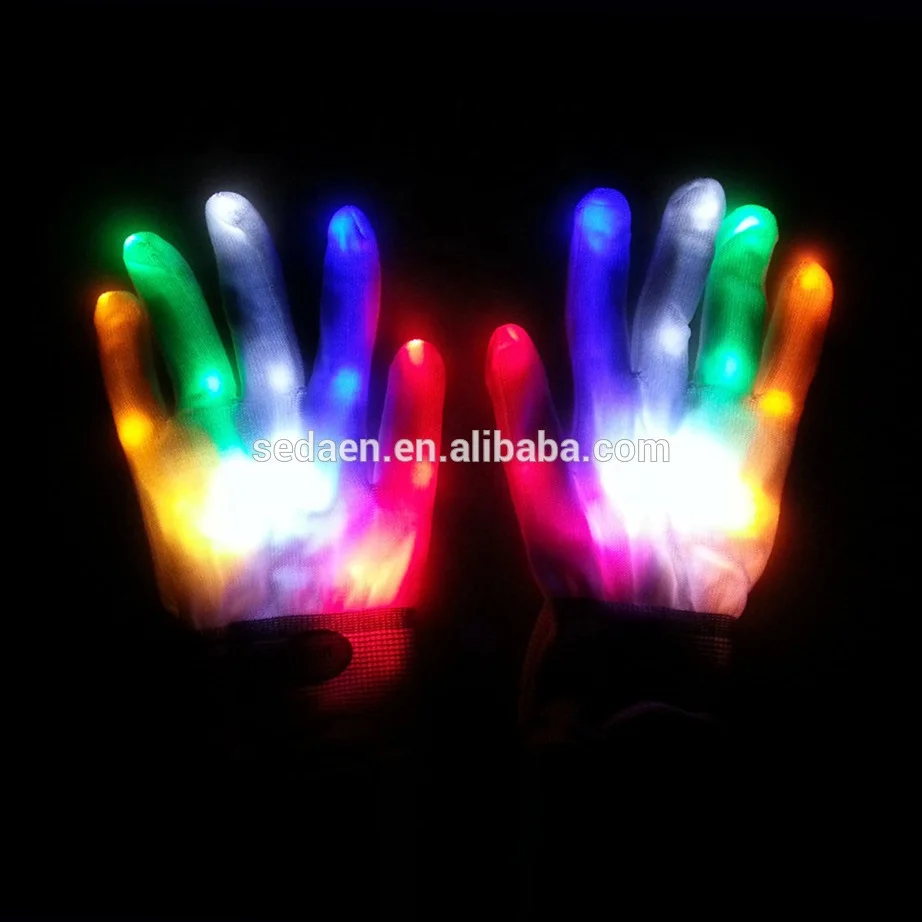 High Quality Chroma CTRL 7 colors light show LED Gloves Rave Finger Lighting Flashing Glow Mittens for Party