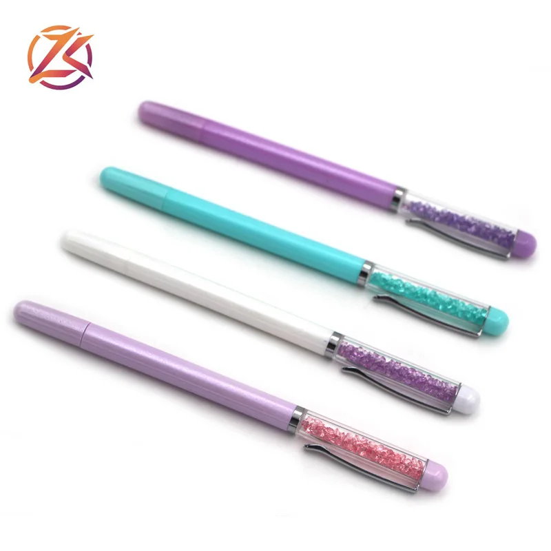 new cheap plastic crystal glitter ball pen with cap crystal gel ink pen with logo