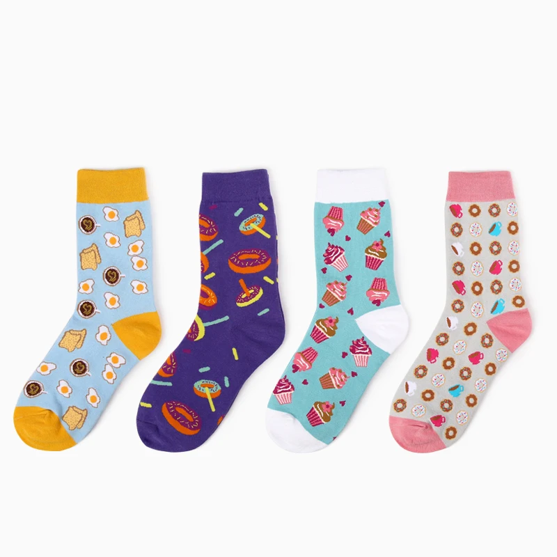 Young couple unisex food cartoon customize tube women socks