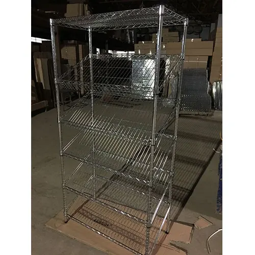 chrome plating surface wire shelving for bread with slant shelf