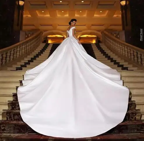 Big Train UK White Satin Princess Bridal Gowns Wedding Dress