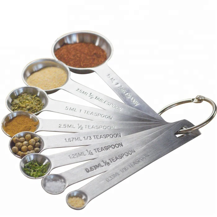 Amazon Hot Sale  5/6/7/8 Different Sizes Stainless Steel Measuring Spoons for Measuring Dry and Liquid Ingredients