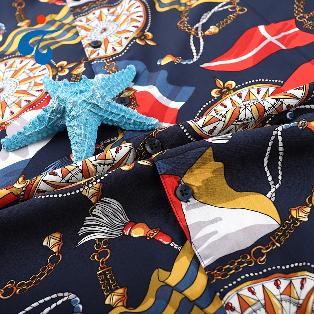 New arrivals OEM 100 rayon colorful hawaiian clothing african print shirts men