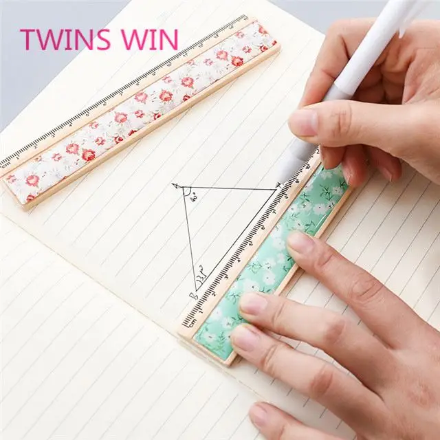 Рекламная фабрика, корейские канцелярские товары, список с ценой, милый цветочный дизайн, деревянная складная линейка 15 см для детей