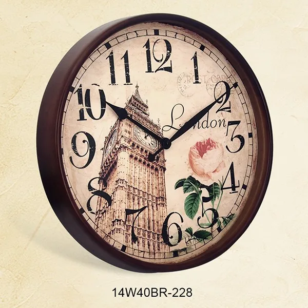 Classic Vintage Farmhouse Wall Clock Battery Operated with Custom Clock Face for Home Decoration and Bedroom Art Style