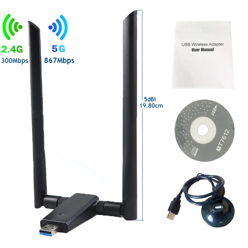 80211gn usb Wi-Fi беспроводной адаптер lan драйвер 1200 Мбит/с mt7612 двухдиапазонный адаптер Wi-Fi