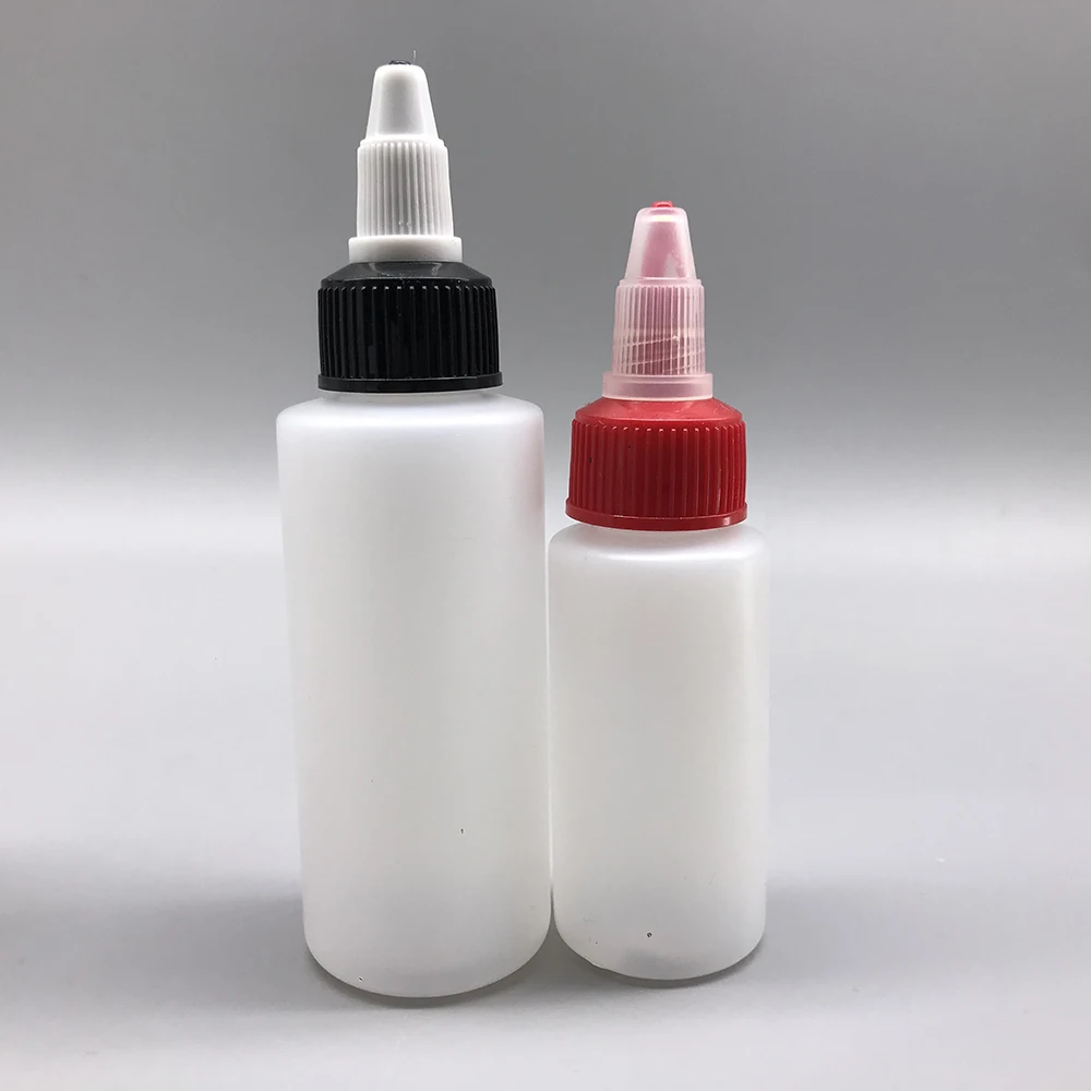 Empty PE Plastic 30ml 60ml 120ml squeeze pigment ink bottle with twist cap