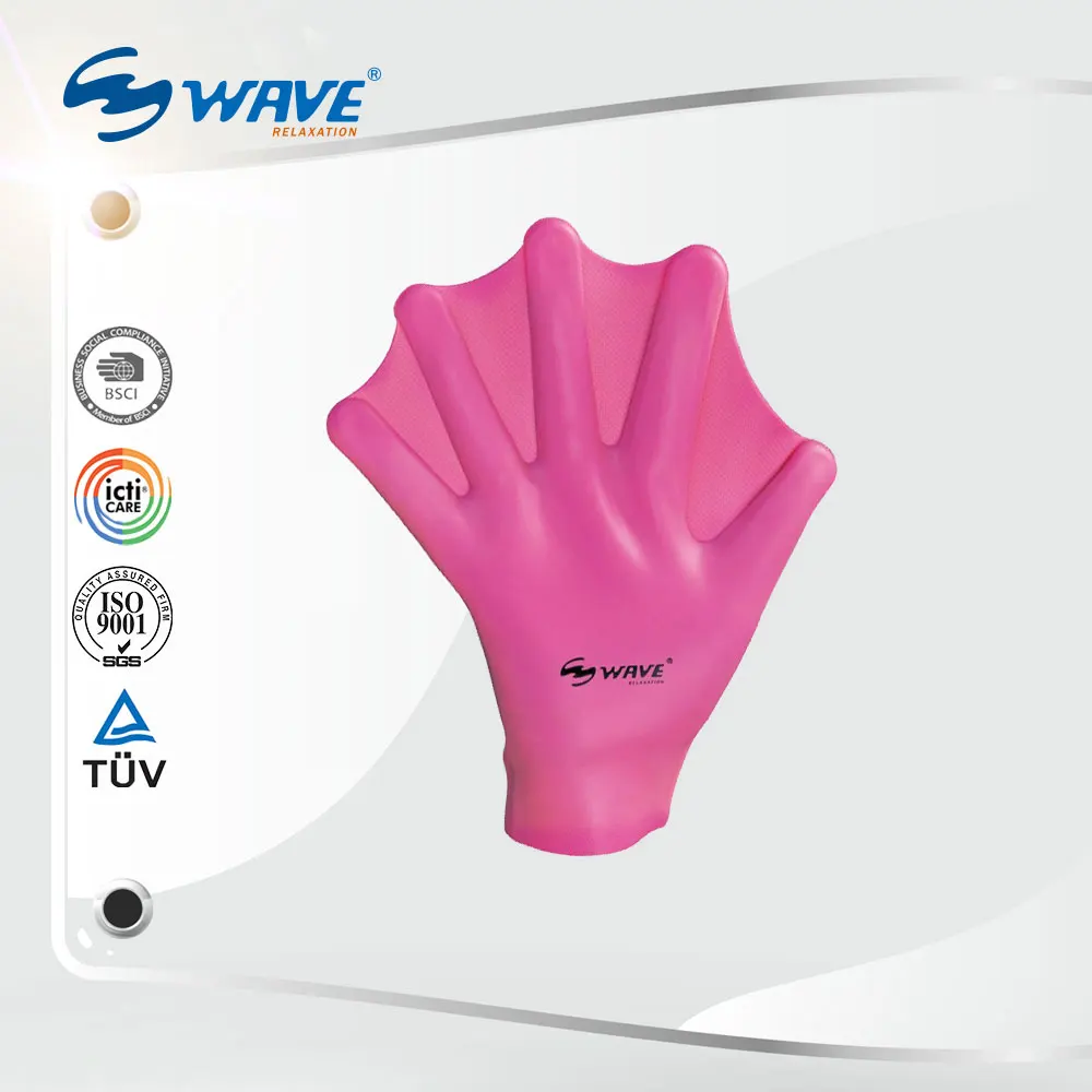 Wave hand flippers  High Quality Pool Training Use Silicone Swim Hand Fins Pink Paddling Gloves
