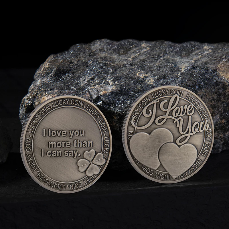 Fancy Round Antique Silver Embossed I Love You Souvenir Love Coin metal coin