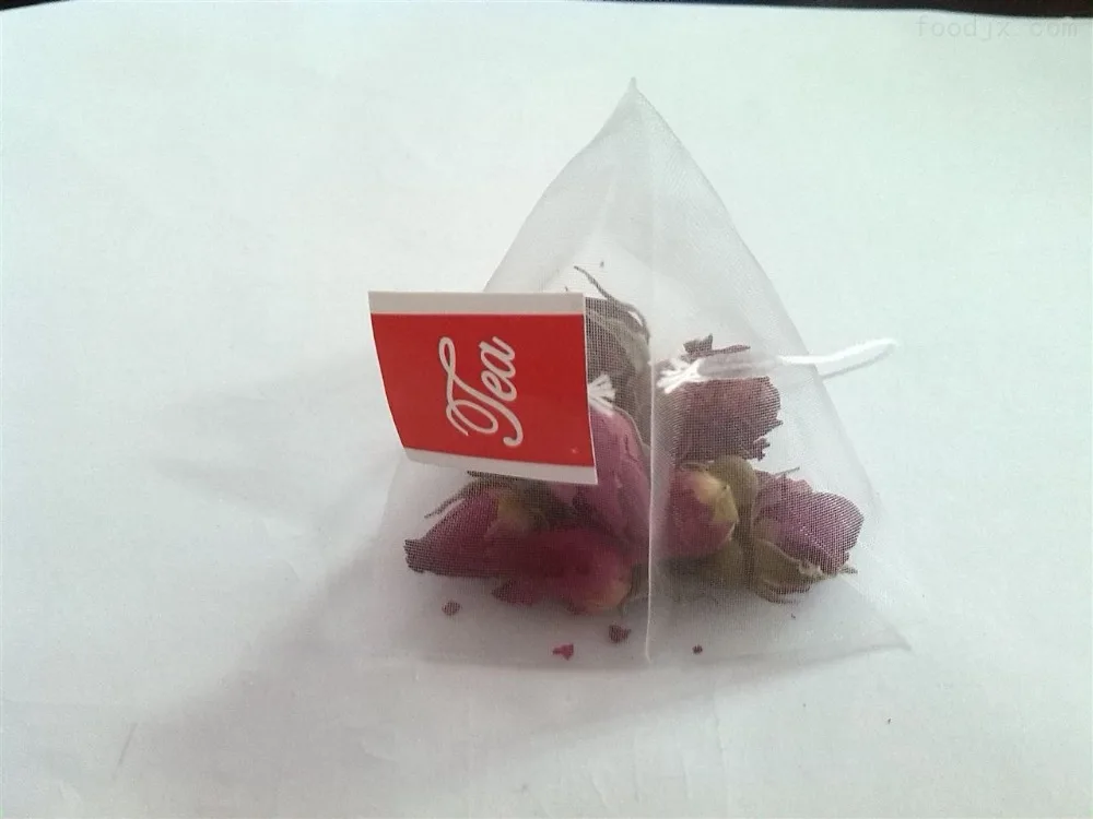 Customized biodegradable nylon mesh drawstring empty tea bags for loose tea