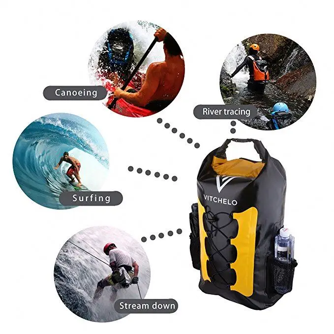 tpu Waterproof Dry Backpack with outside zipper for outdoor