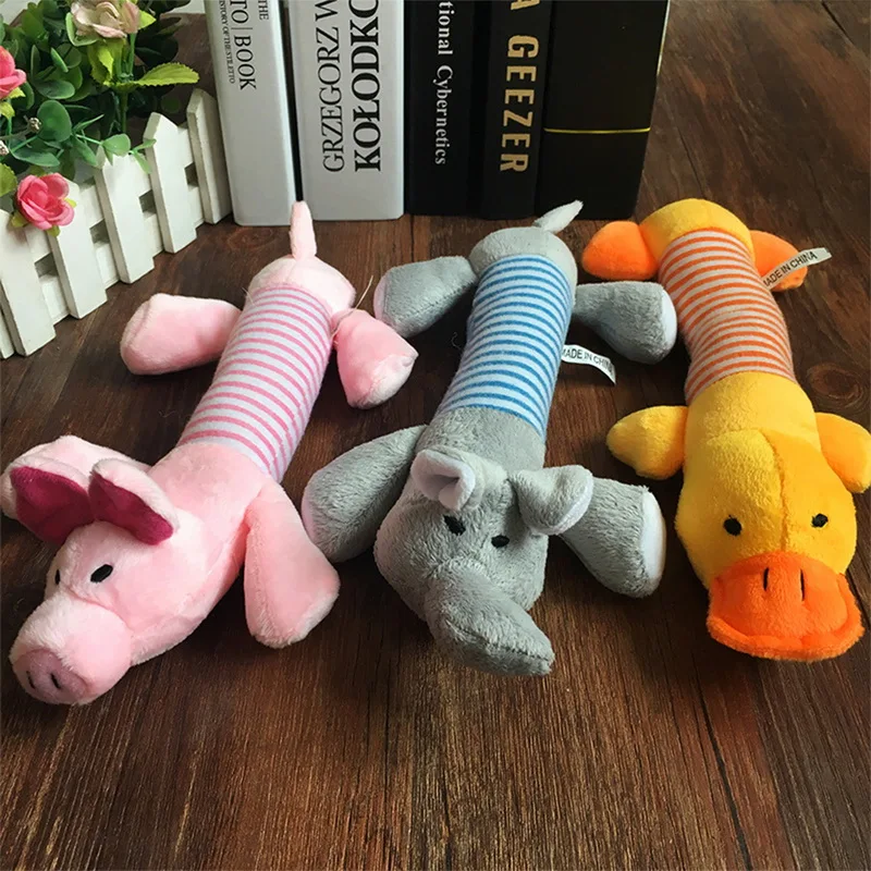 High Quality Pet Dog Cat Chew Toys  Elephant Duck Pig Plush Toys Puppy Chew Squeak Sound Dog Toys Fit For All Pets