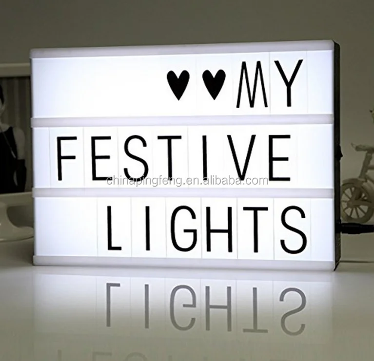 Light box with changeable letter tiles to create personalized marquee advertising light box signs