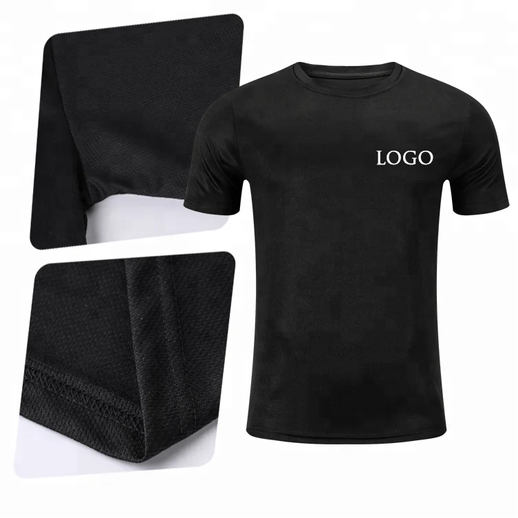 Мужская сетчатая дышащая черная футболка из 100% полиэстера с индивидуальной трафаретной печатью оптом