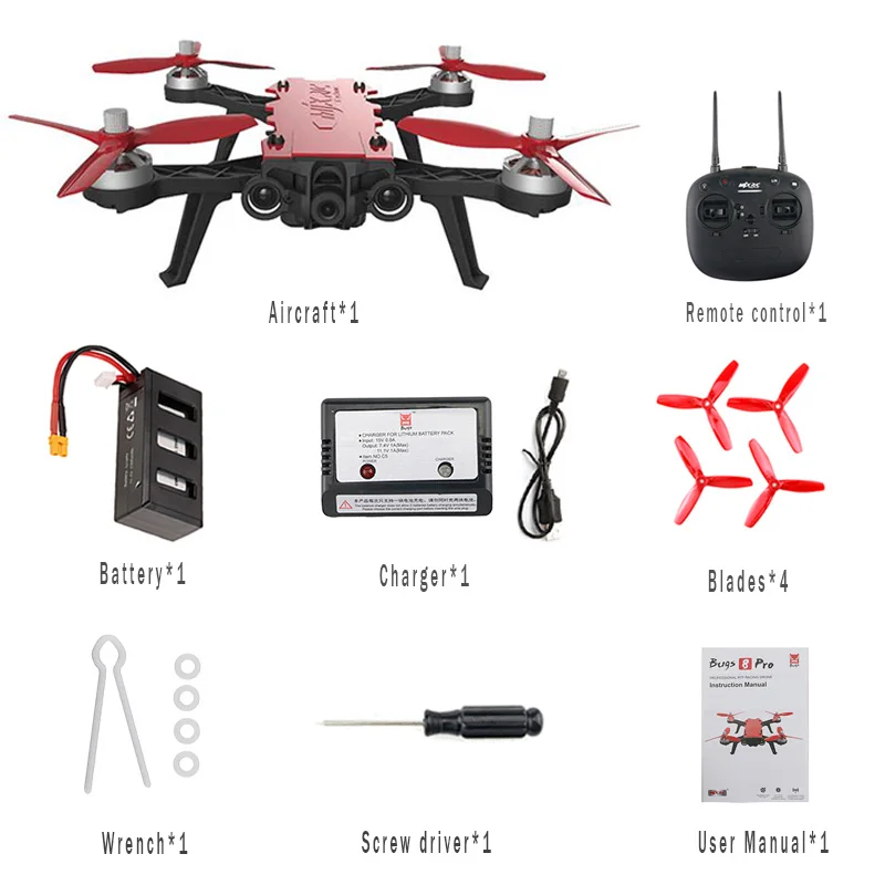 MJX Bugs 8 Pro B8 B8PRO Радиоуправляемый Дрон 5,8G 720P HD угол камеры/переключатель режима Acro высокоскоростная вертолетная Светодиодная лампа