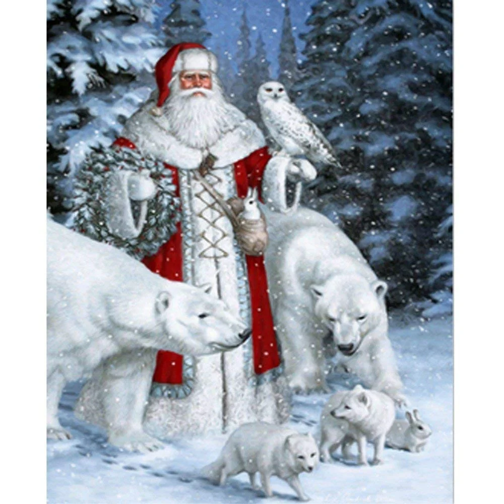 Christmas 5D DIY diamond painting cross stitch Santa Claus and bear diamond painting crystal diamond embroidery kit IC-1