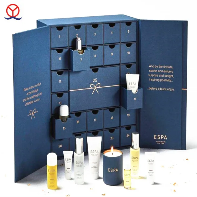 Custom logo surprise  jewlery box packaging paper Cosmetic chocolate candle Christmas advent calender calendar box 12 days