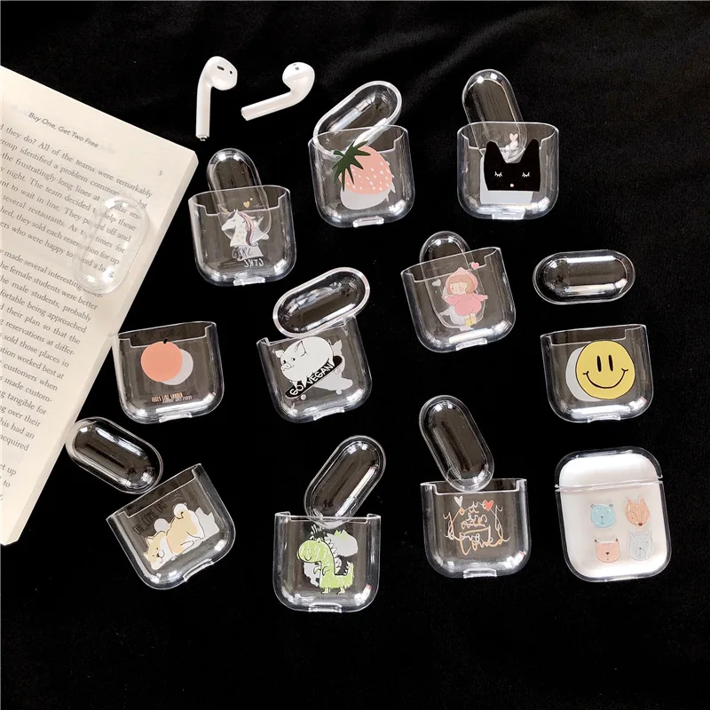 Hard Transparent Wireless Earphone Case For AirPods Protective Cover Skin Accessory for Apple AirPods 2 Clear Headset Box Case