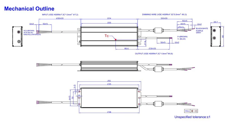 Inventronics 300 Watt 320W 24V 48V 100V 200V 300V 5amp 6A 0-10V Dimmable 300W LED Driver Unit