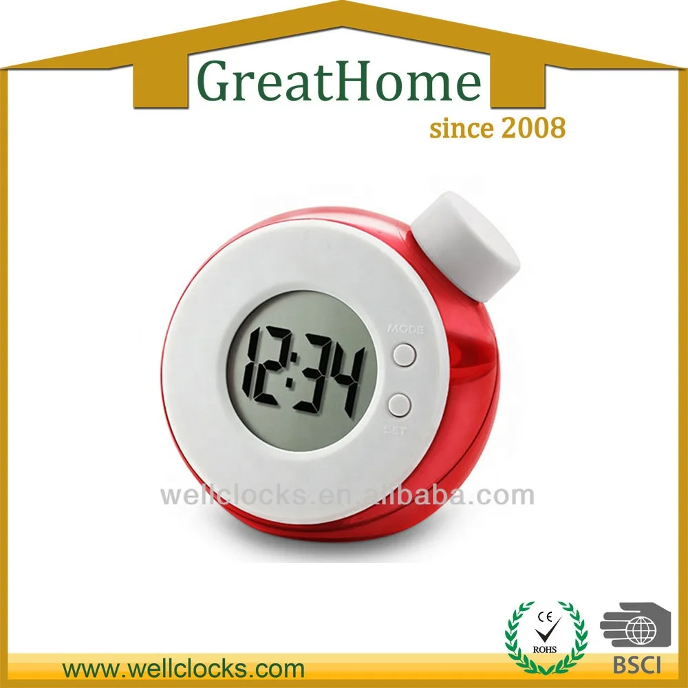 Cute Special Round Design Colourful Mini Water Power Table Alarm Clock