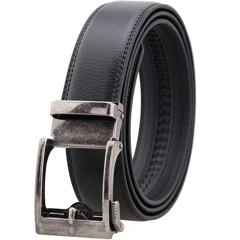 High Quality Fashion Casual Jeans Ratchet Belt Men Genuine Custom Leather Belt with Automatic Buckles