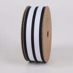 LaRibbons Wholesale Custom Black and White Striped Grosgrain Ribbon for Gift