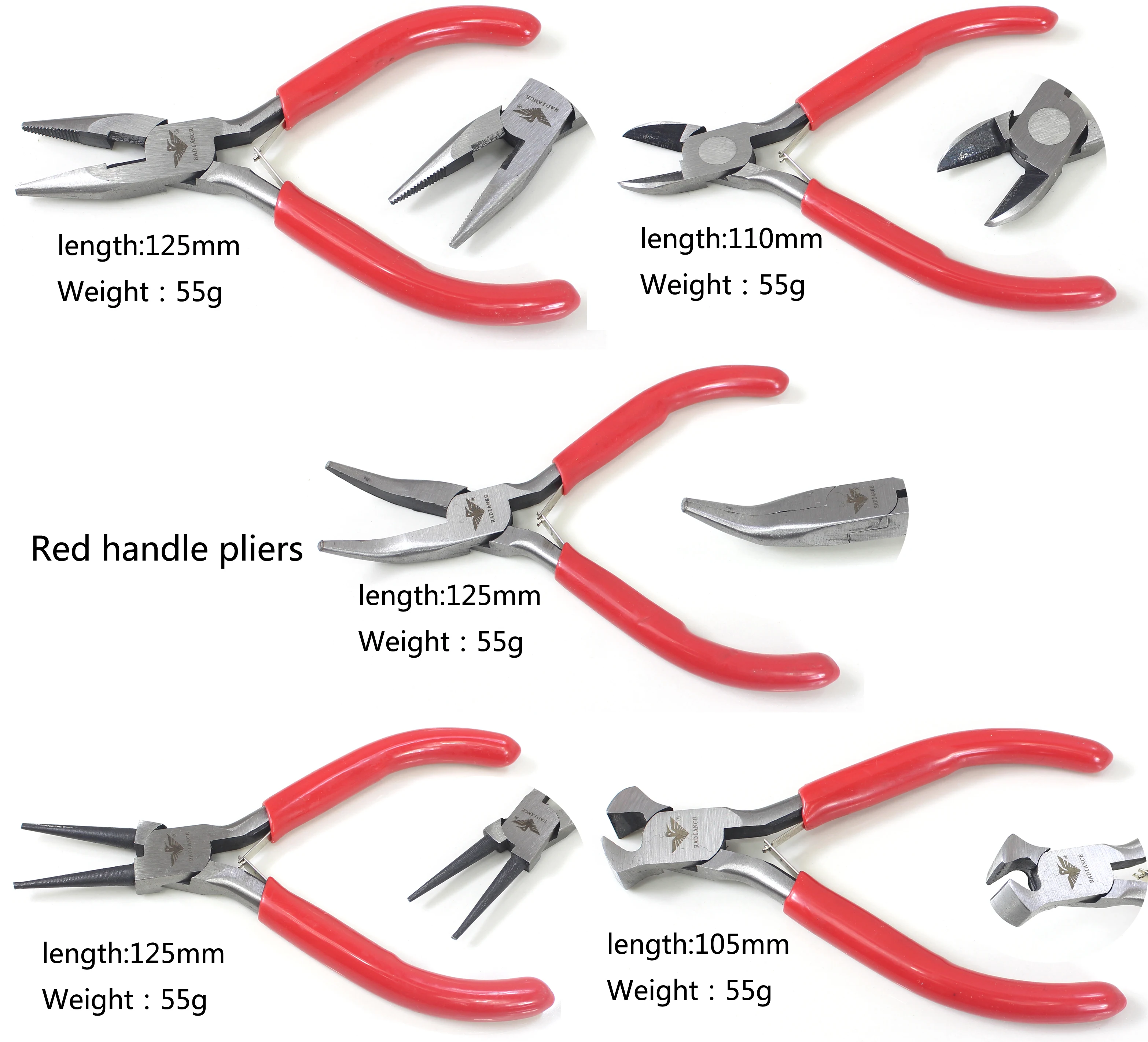 5pcs DIY Jewelry Tools Pliers Sets Round/Flat Nose Pliers/Side-Cutting Plier