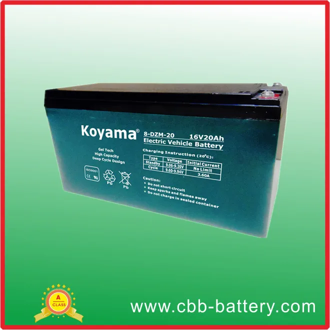 16V 20Ah Electric Bicycle GEL Battery 8-DZM-20 golf cart battery
