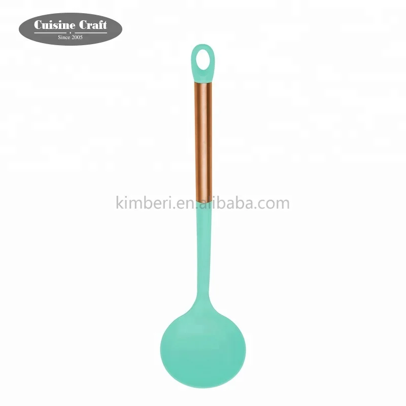 Eco-friendly kitchen accessories nylon ladle with copper handle