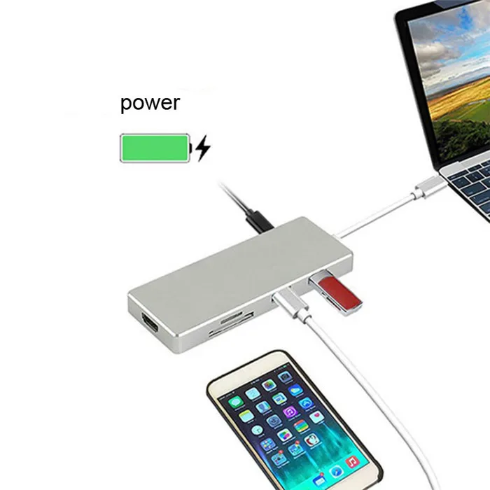 USB 3 1 Тип c к hdmi usb 0 концентратор порта TF/SD кард-ридер адаптер для Macbook