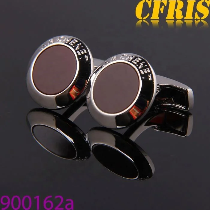 
Wholesale elegant brown agate stone inlaid round cufflink 
