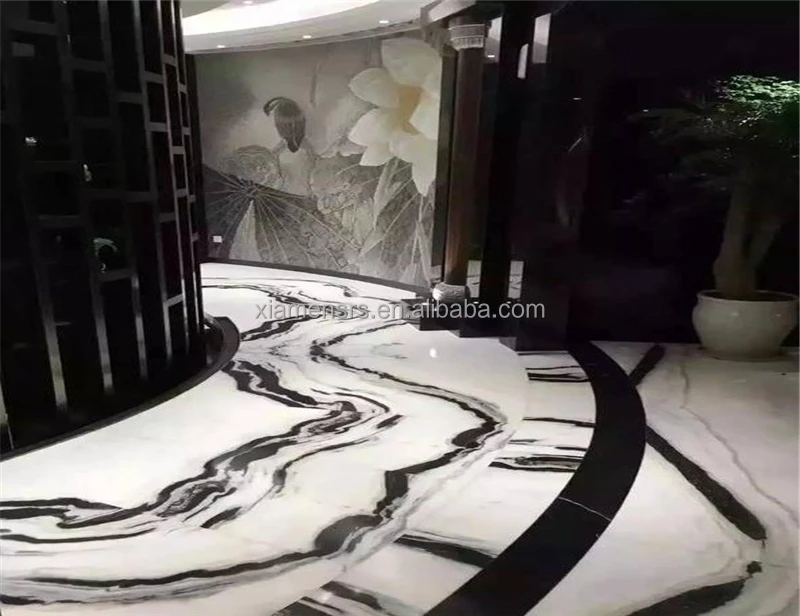 
Hotel Project Marble Panda White Marble Book Match Black Veins White Marble 
