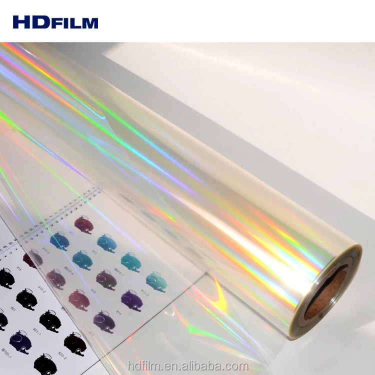High Shininess Iridescent Holographic Film For Printing And Lamination