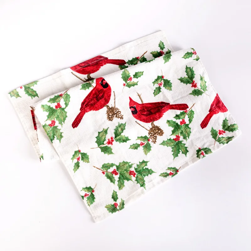 100% Cotton Velour Terry Printing Kitchen Towel With Christmas Pattern
