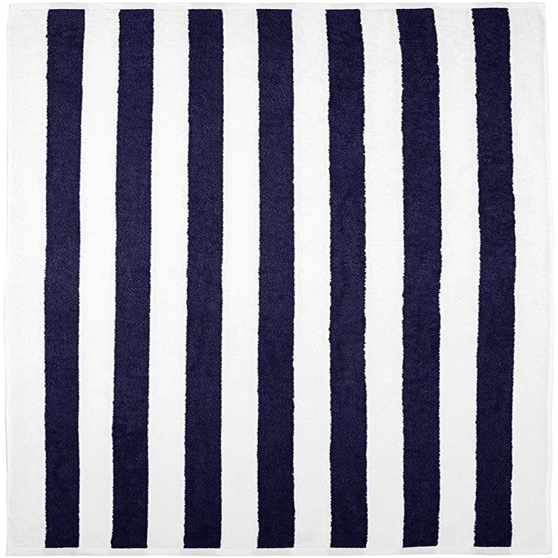 Высококачественное мягкое темно-синее пляжное полотенце в полоску для бассейна