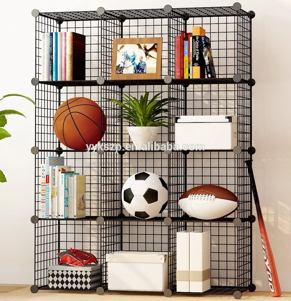 12 Modular metal wire cube wire mesh storage cubes wire grid wall panel wall mounted photo hanging display
