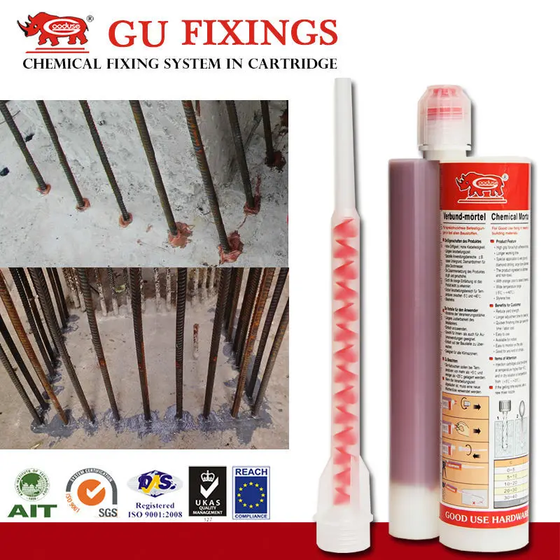 Construction steel rod injection cartridge systems bonded anchor