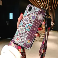 Wrist Strap Soft TPU Phone Case For samsung s8 s9 plus s10 Case For samsung Note 8 9 J4 J6 A8 Vintage Flower Pattern Holder Case