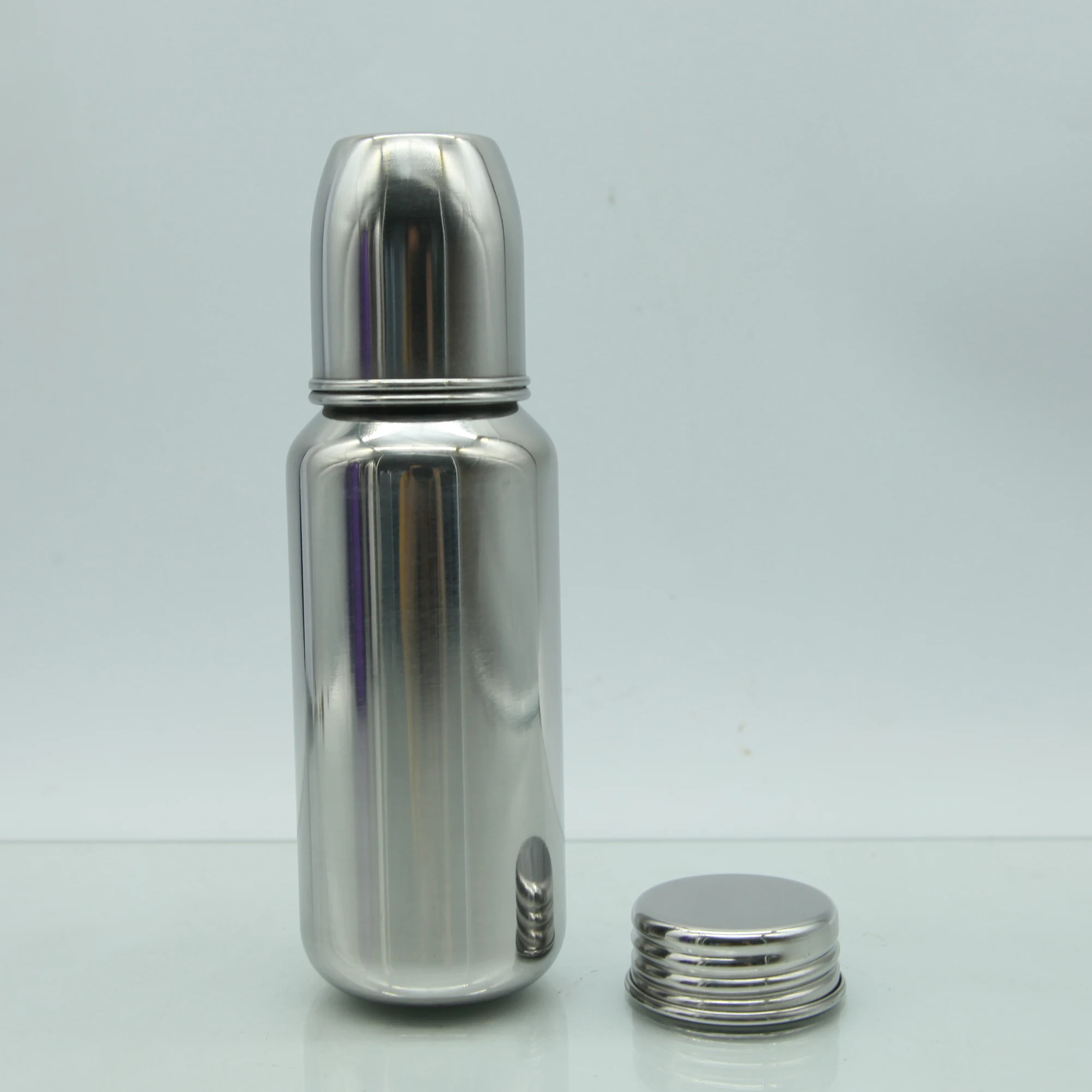 
New style creative single wall stainless steel small capacity 120ml and 240ml lovely little baby milk feeding bottle 