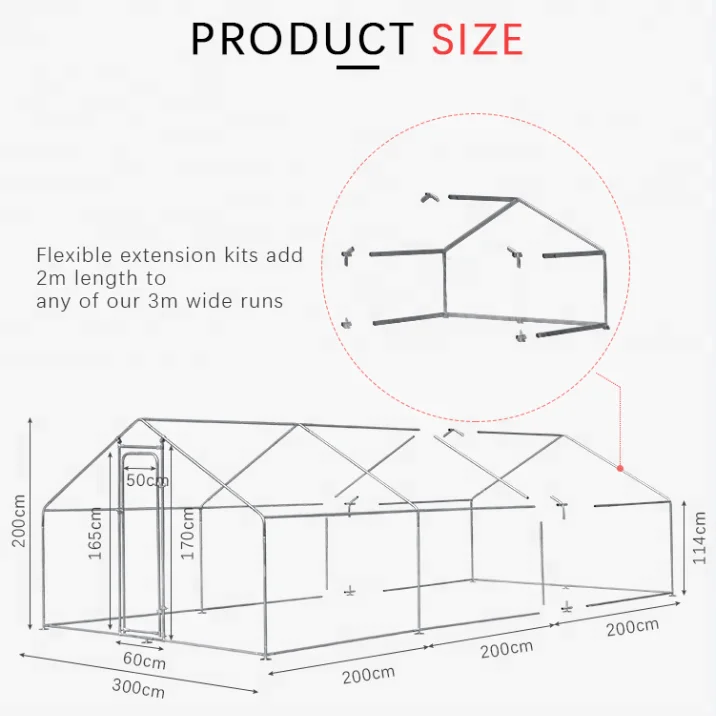 Chicken Run 3M X 8M Walk In Coop For Poultry Dog Rabbit Hen Cage Pen Metal Door
