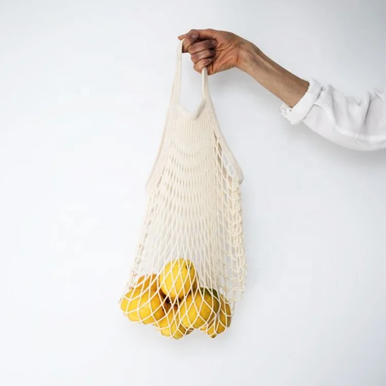 China Factory Made France Design Reusable Packing Authentic Fruit Knitted String Market Cotton Mesh Bag Shopping Net Bag