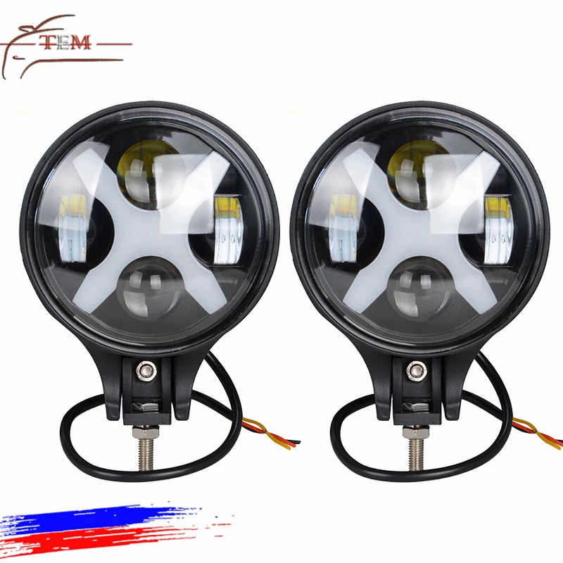 60W 6inch LED Work Light For Off Road Headlight 8000lm Spot light Daytime Light with White X Angle Eyes