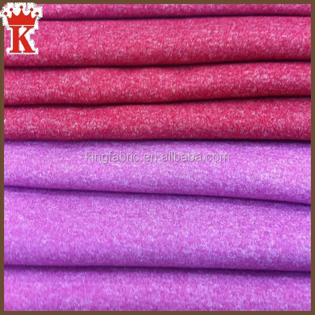 
China supplier wholesale 4-way stretch knitted cationic heather grey melange color cotton polyester spandex blend fabric 