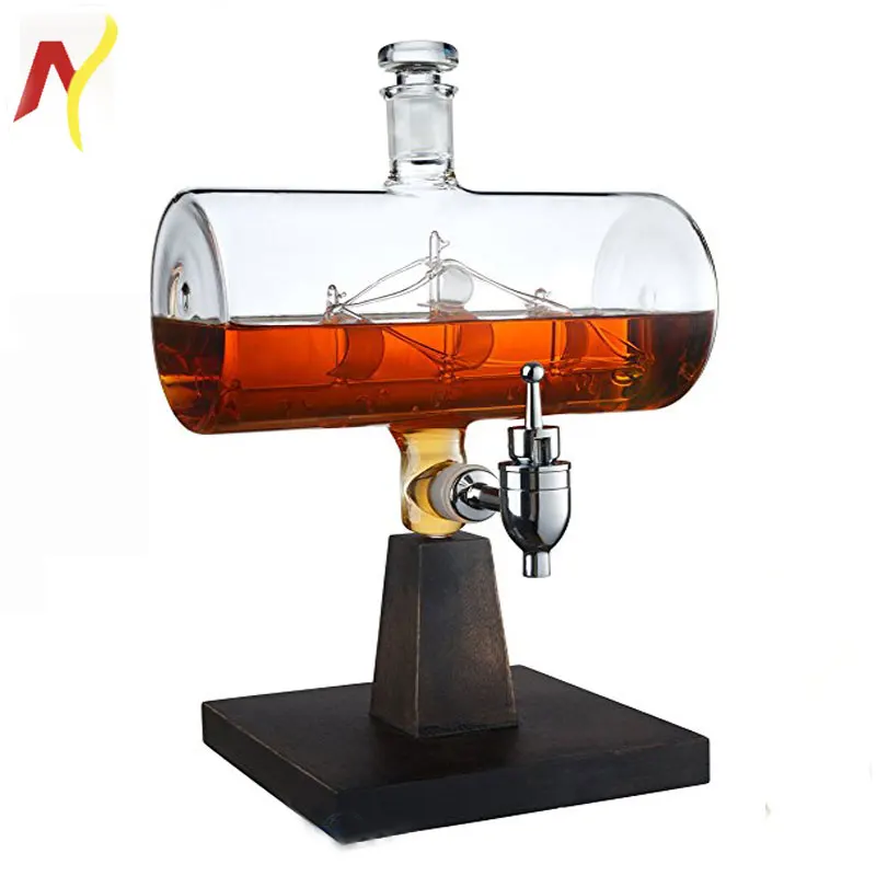 500ml 750ml 1000ml boat inside glass vodka bottle