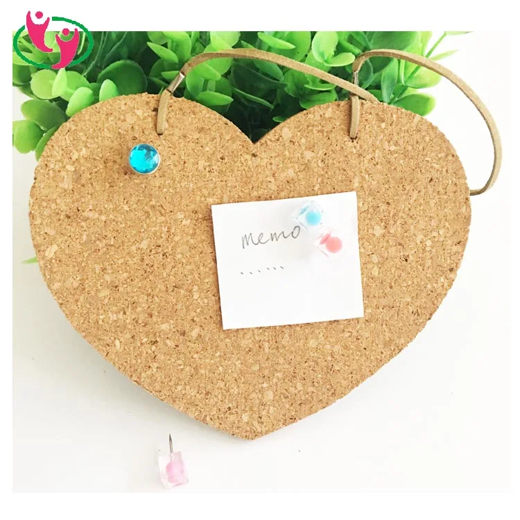 Новинка, пробковая доска для сообщений в форме сердца с веревкой