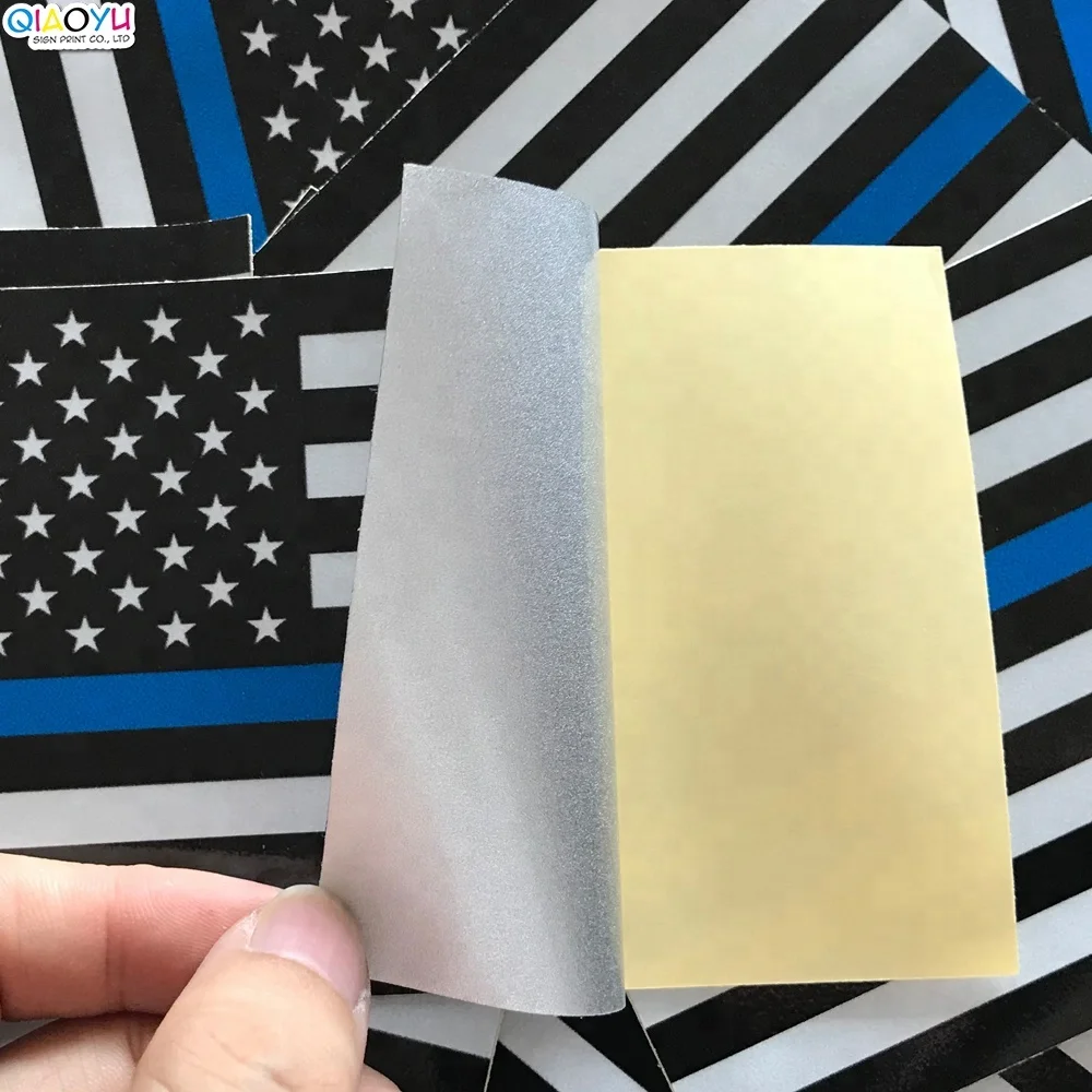 Индивидуальная Светоотражающая наклейка с американским флагом с тонкой синей линией, 5x3 дюйма, наклейка с американским флагом