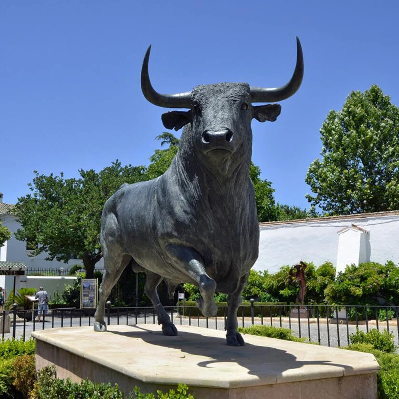 Outdoor Decoration Life Size Bronze Ox Statue Brass Bull Running Sculpture