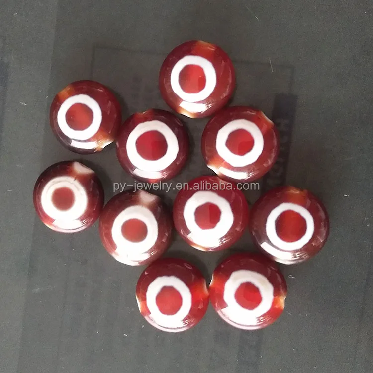 Yemeni Agate One Eye Diz Flat 15MM Round Beads
