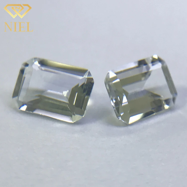 6x8mm Emerald cut natural white topaz stone prices per carat gemstone for jewelry Niel Gems